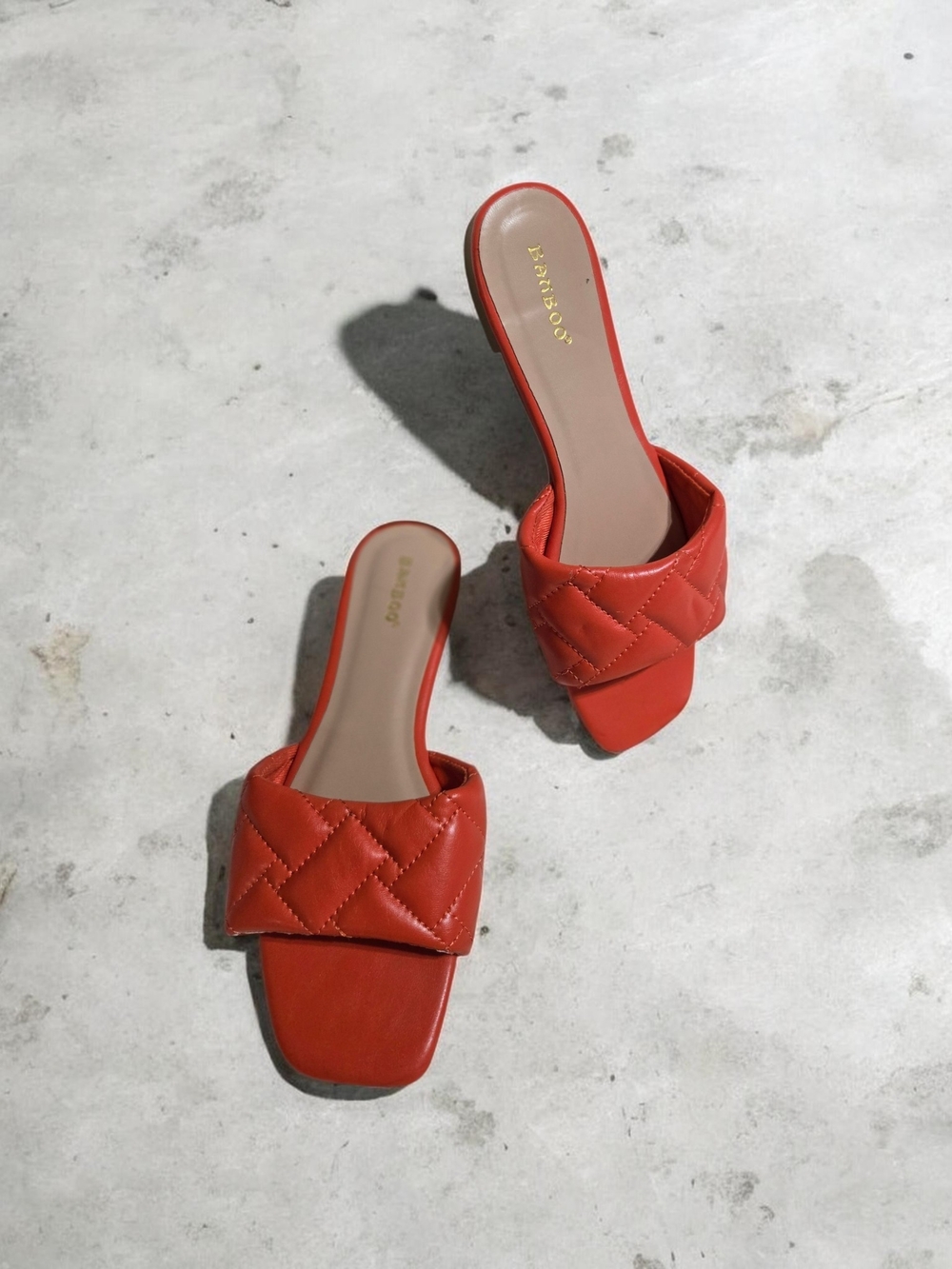 Orange Quilted Slide Sandals - Women By Bamboo Size 8 EUC